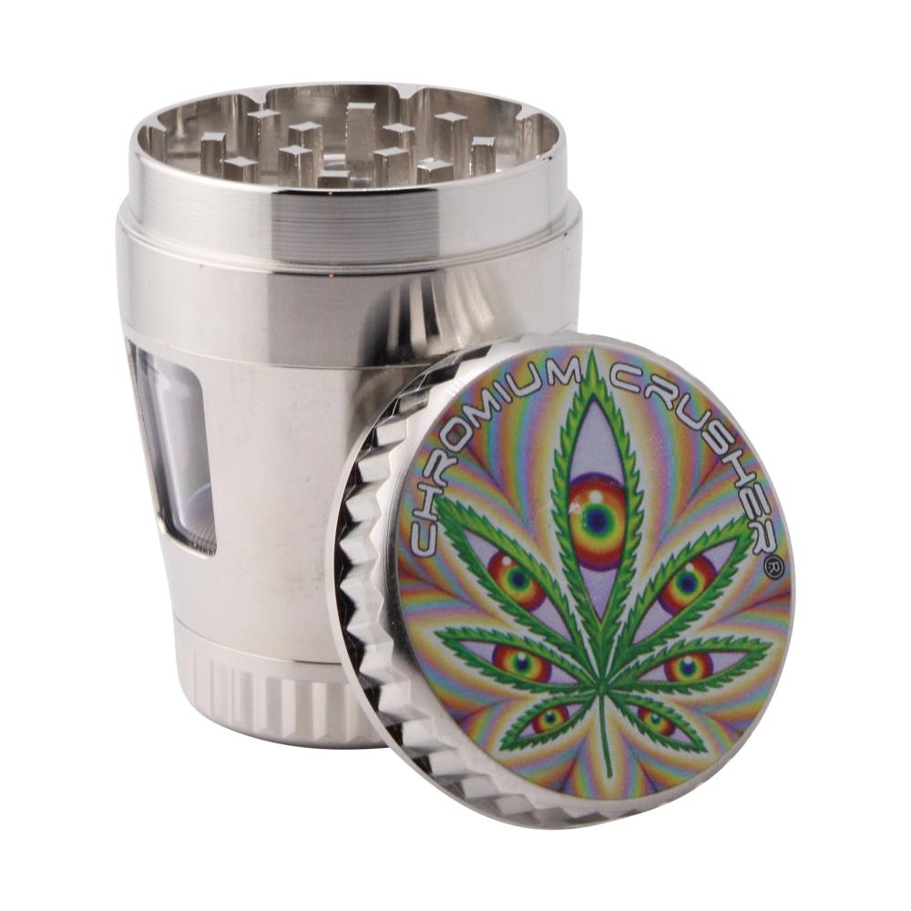 Chromium Crusher Storm Leaf Metal Grinder-4 Piece-Silver