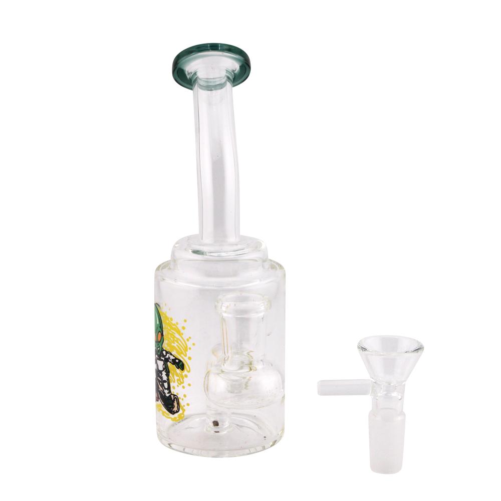 Clear Mix Print And Design Glass Water Pipe-Green