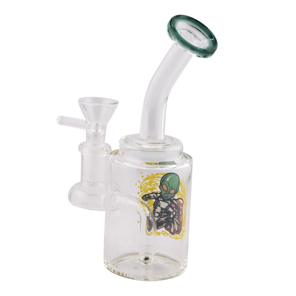 Clear Mix Print And Design Glass Water Pipe-Green