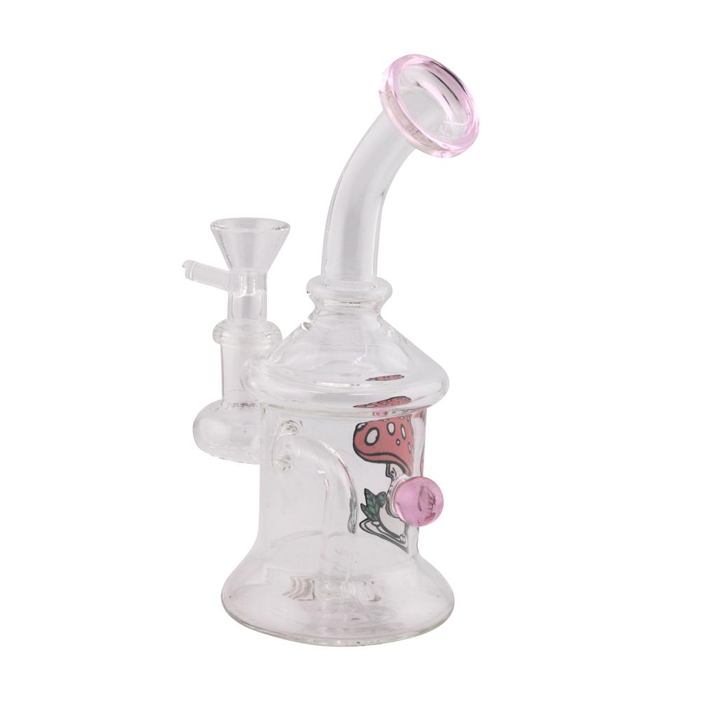 Clear Mix Print And Design Glass Water Pipe-WP20303-Light Pink