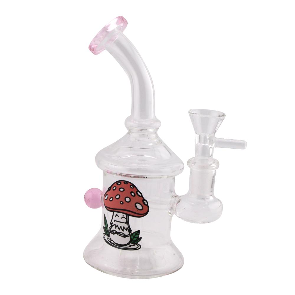 Clear Mix Print And Design Glass Water Pipe-WP20303-Light Pink