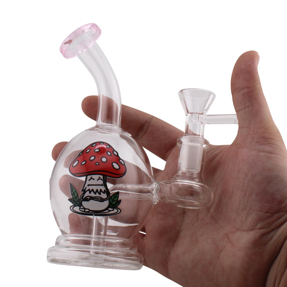 Clear Mix Print And Design Glass Water Pipe-WP20303-Pink