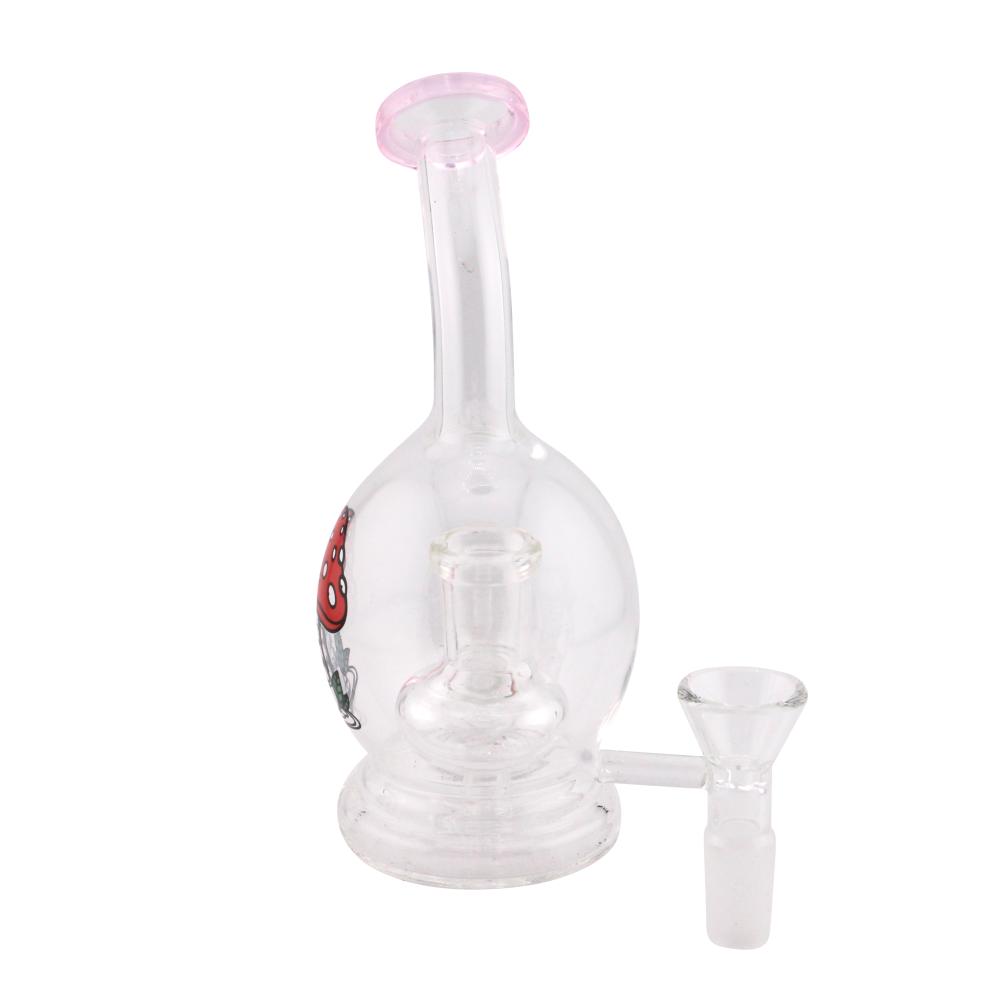 Clear Mix Print And Design Glass Water Pipe-WP20303-Pink