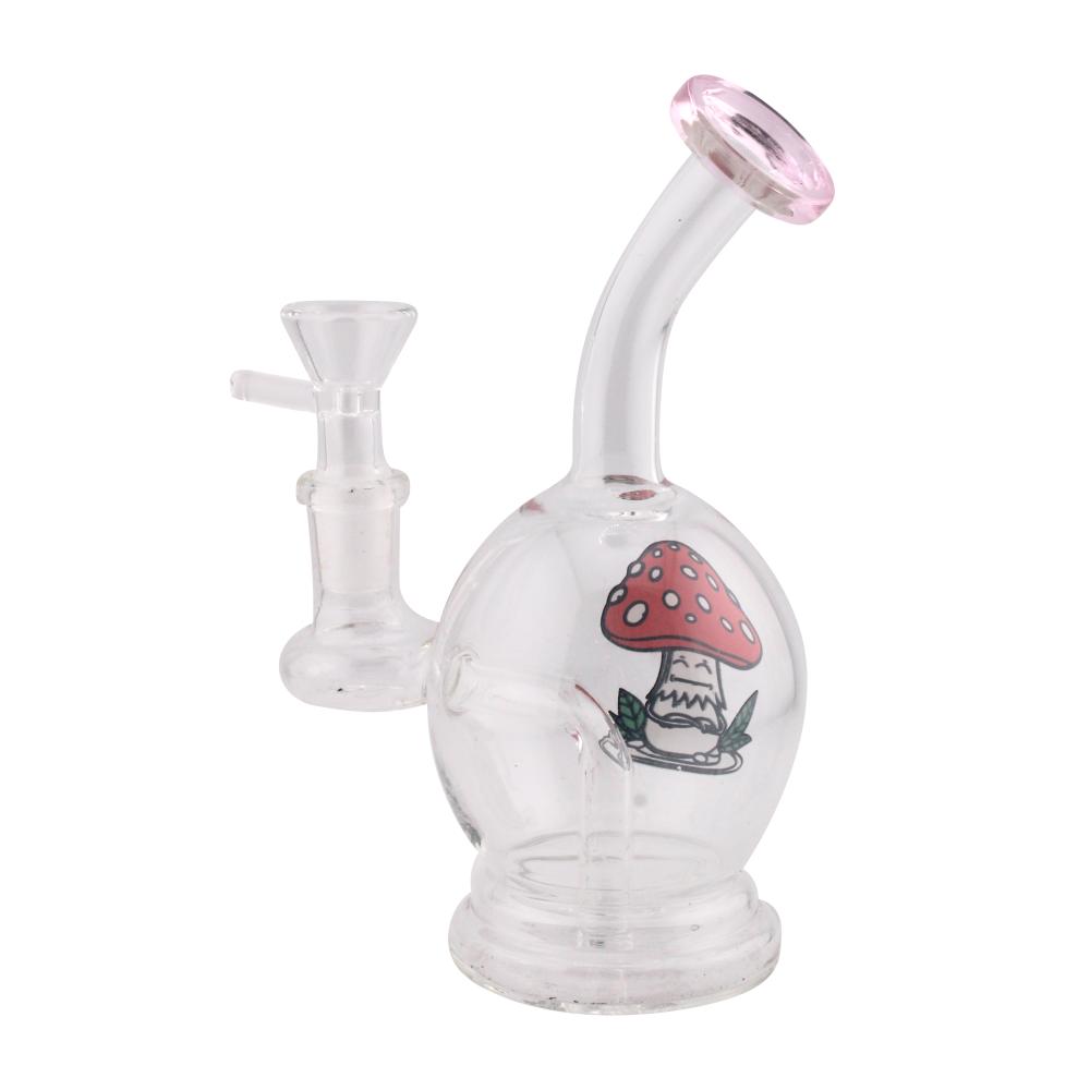Clear Mix Print And Design Glass Water Pipe-WP20303-Pink