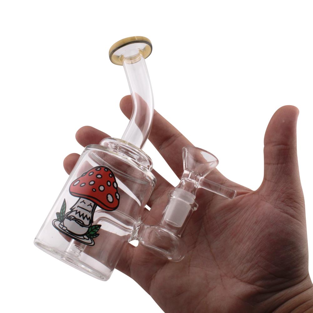 Clear Mix Print And Design Glass Water Pipe-WP20303-Yellow