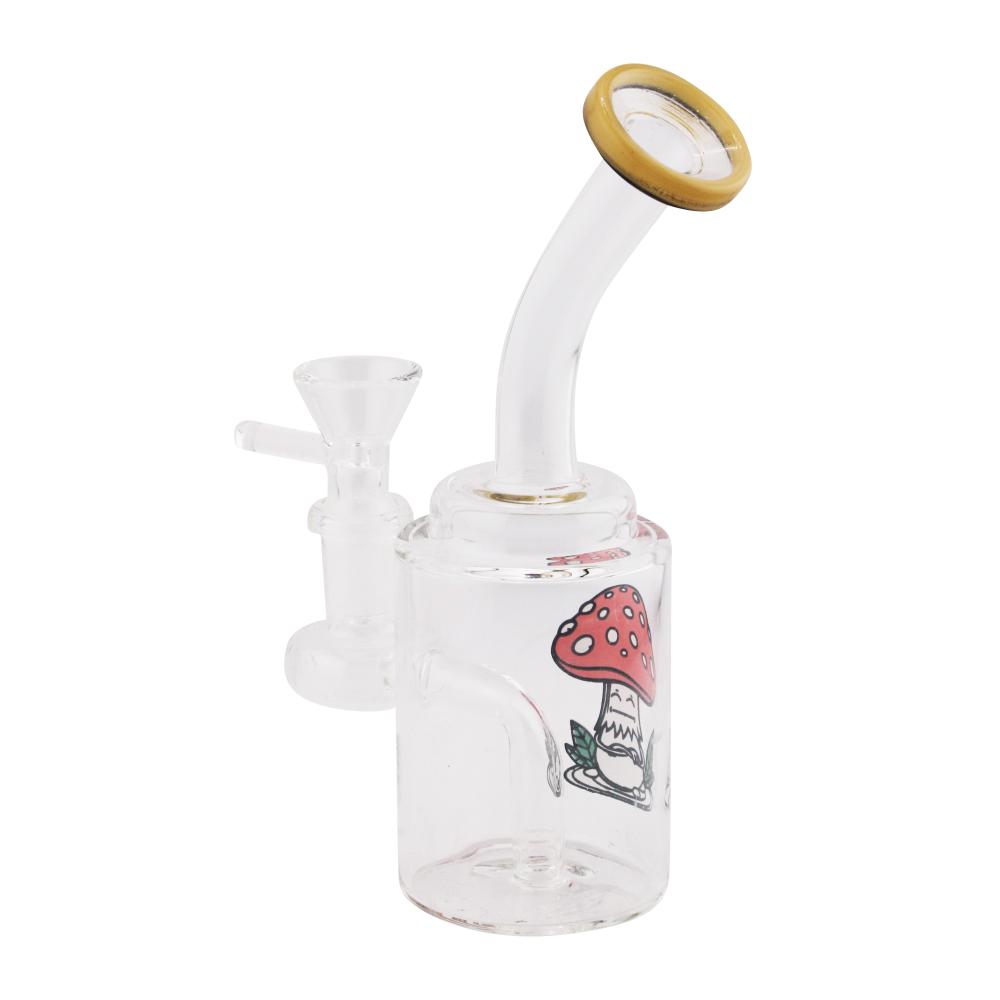 Clear Mix Print And Design Glass Water Pipe-WP20303-Yellow