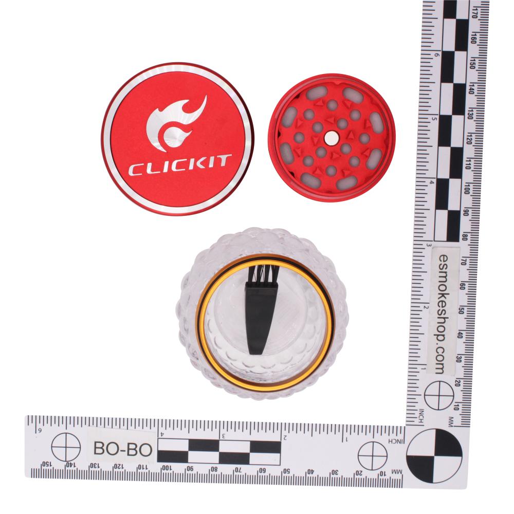 Clicket Glass Grinder-3 Piece-Red