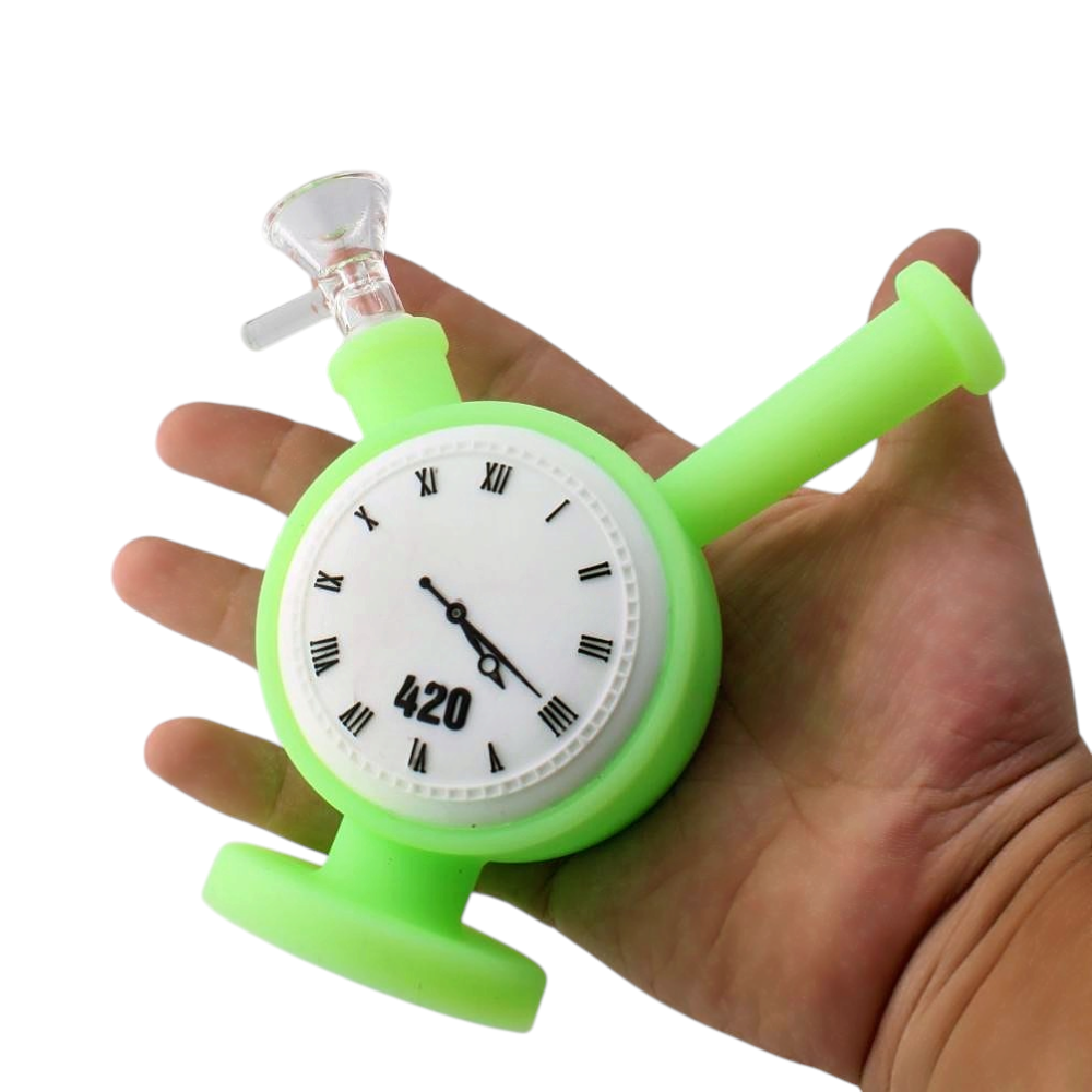 Clock Design Silicone Water Pipe-Green