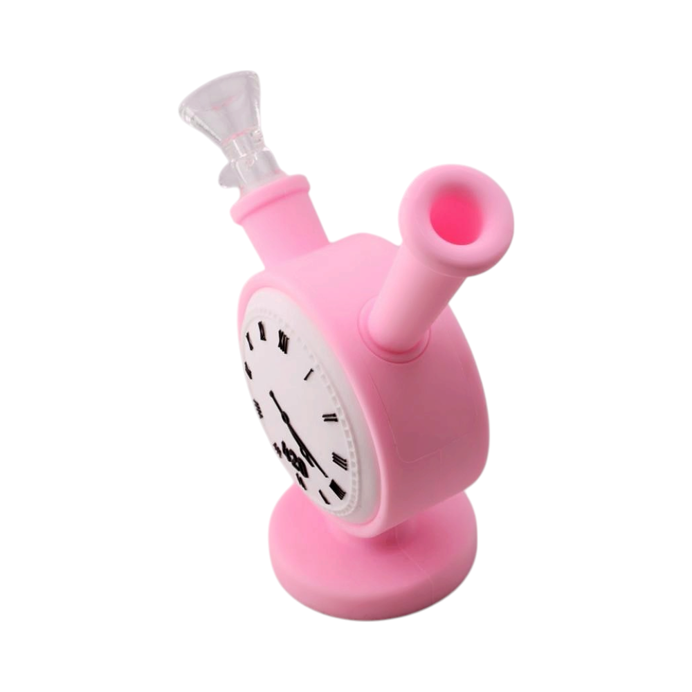 Clock Design Silicone Water Pipe-Pink