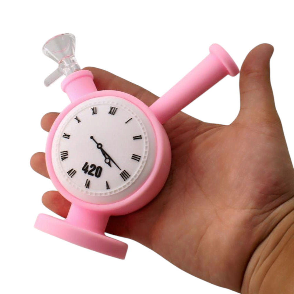 Clock Design Silicone Water Pipe-Pink