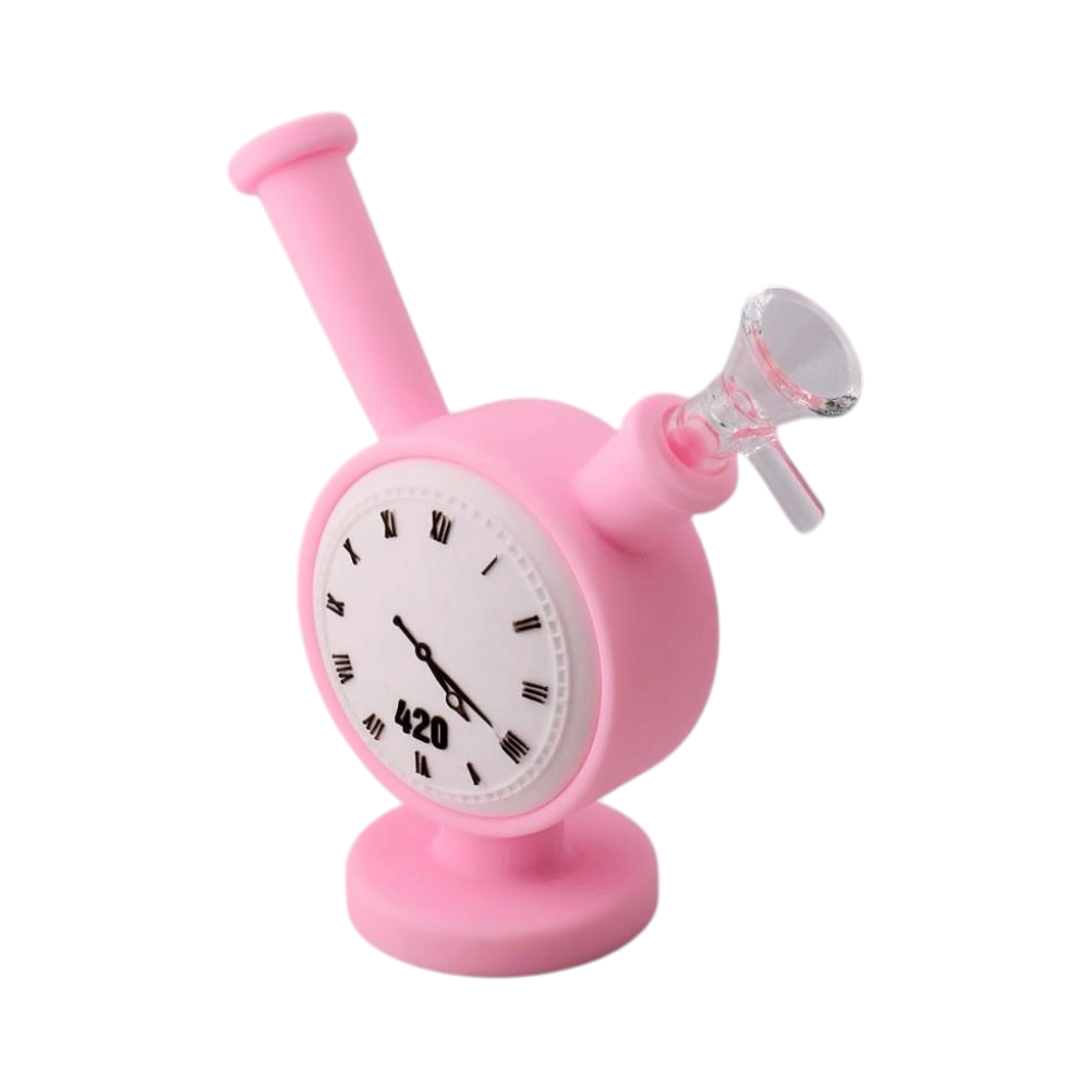 Clock Design Silicone Water Pipe-Pink
