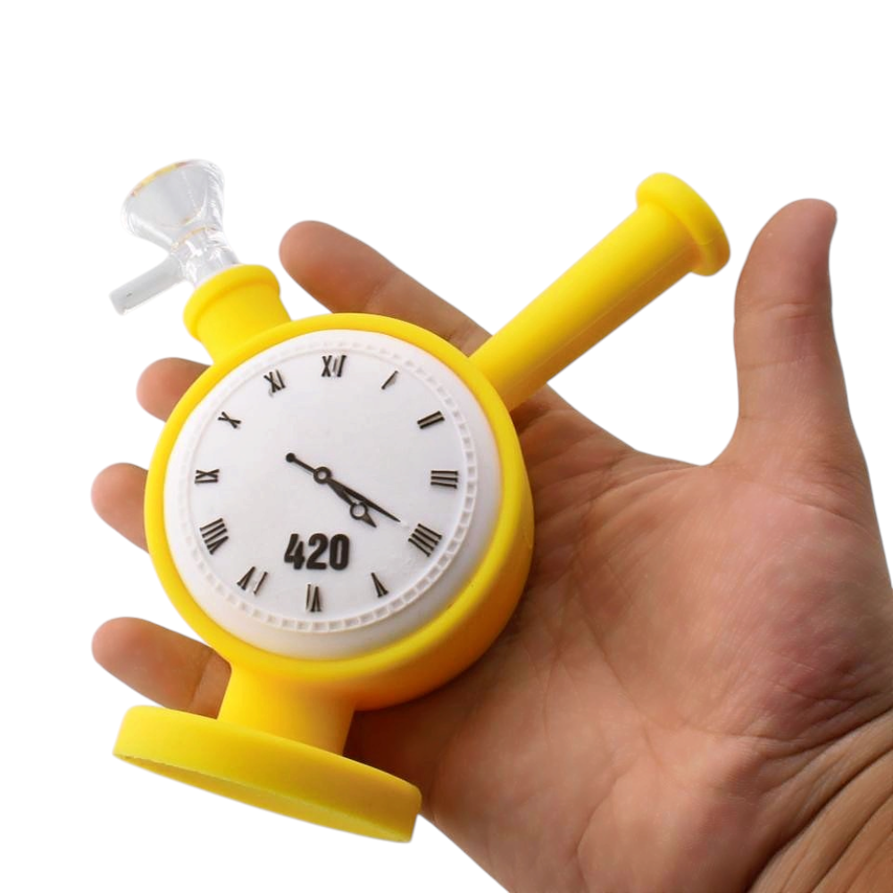 Clock Design Silicone Water Pipe-Yellow
