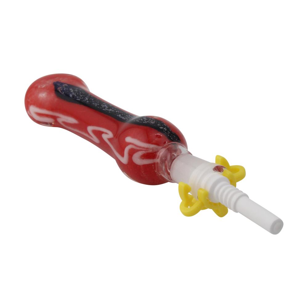 Crimson Wave Small Glass Nectar Collector-Red