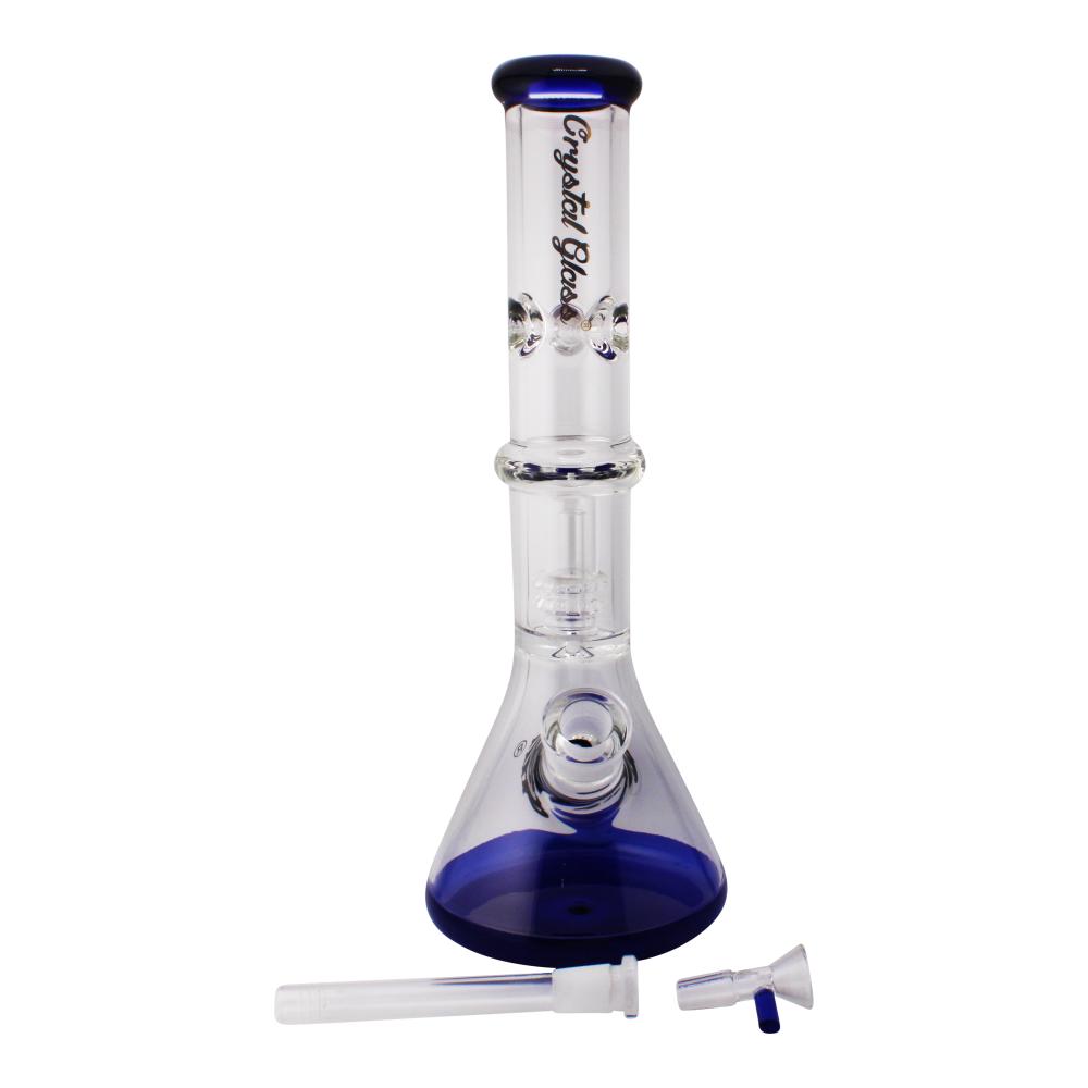 Crystal Glass Beaker Base Ice Pinch Water Pipe-Blue