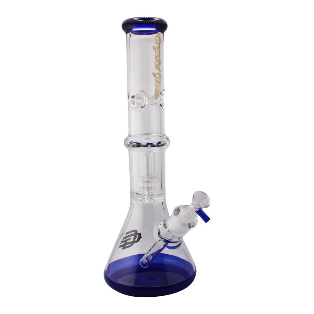 Crystal Glass Beaker Base Ice Pinch Water Pipe-Blue