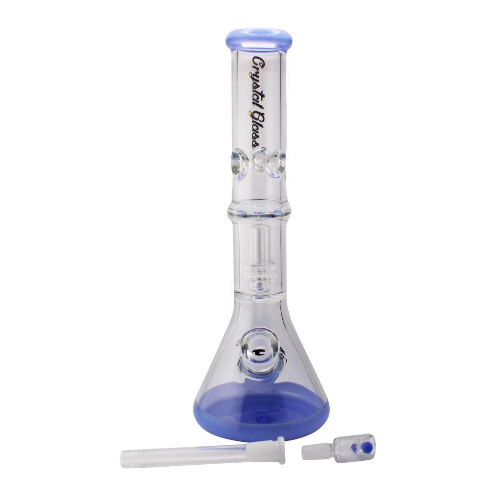 Crystal Glass Beaker Base Ice Pinch Water Pipe-Light Blue