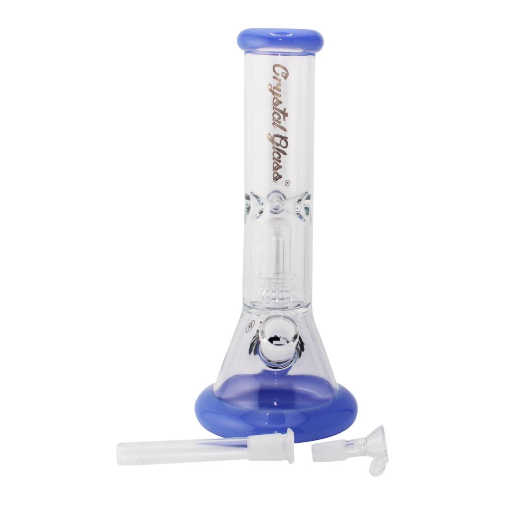 Crystal Glass Beaker Showerhead Perc Water Pipe-Light Blue