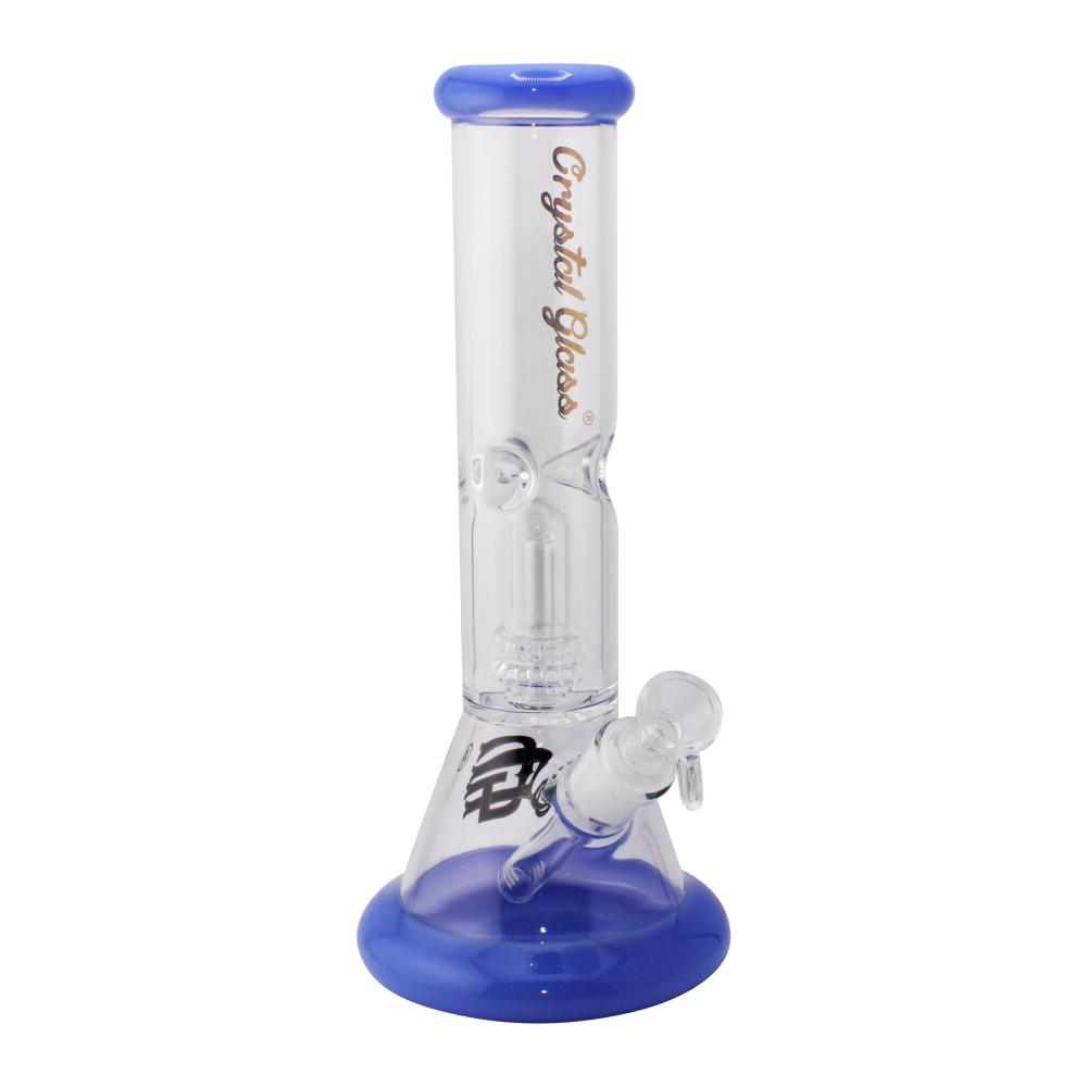 Crystal Glass Beaker Showerhead Perc Water Pipe-Light Blue