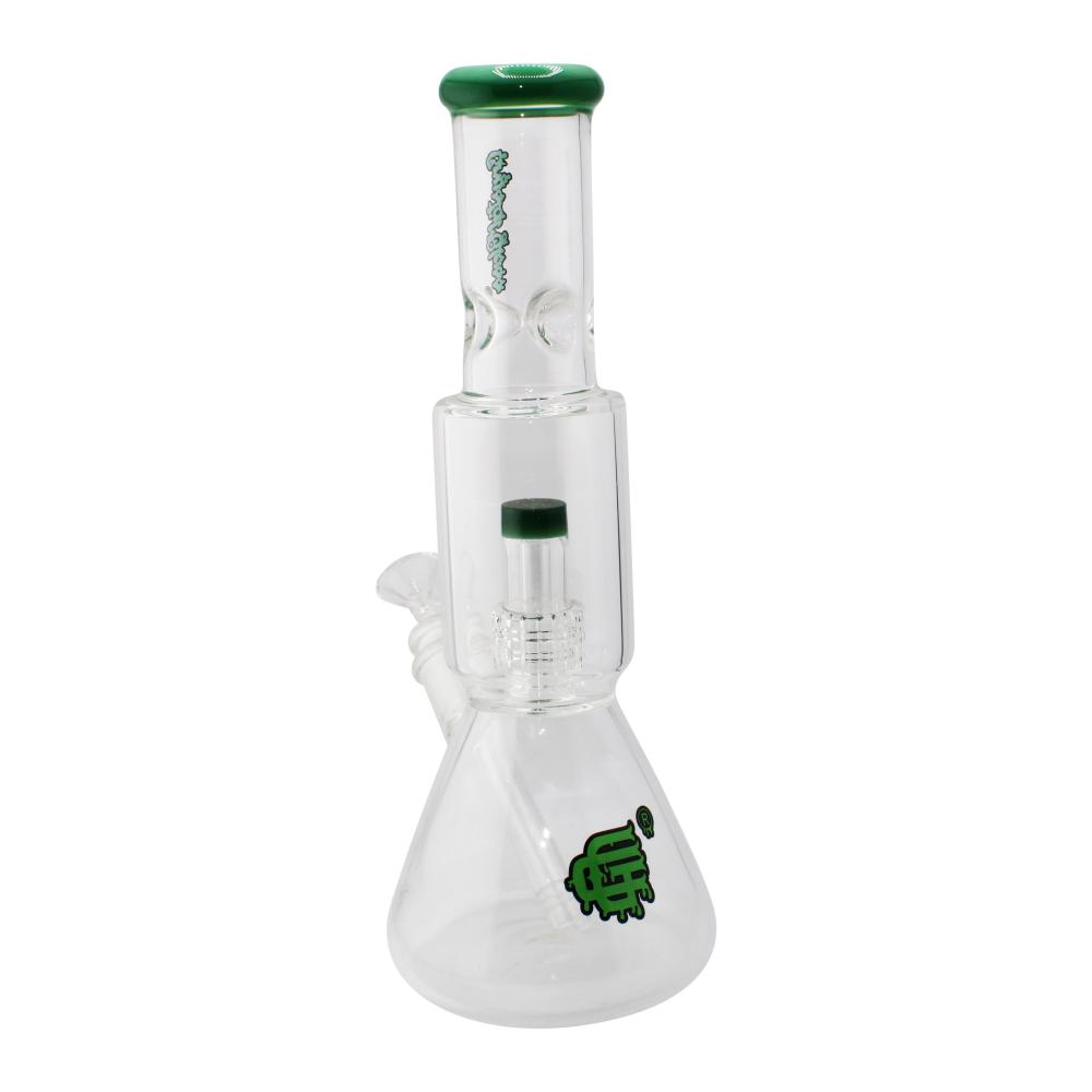 Crystal Glass Double Chamber Beaker Water Pipe-Green