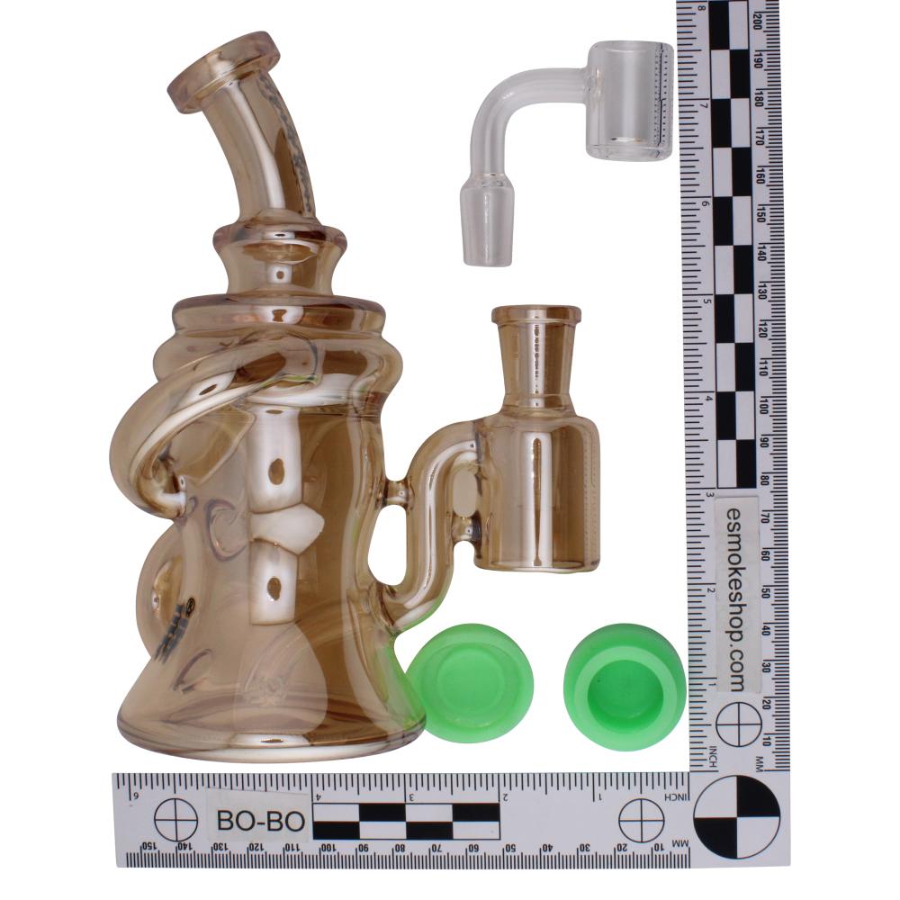 Crystan Glass Halo Recycler Water Pipe-Gold