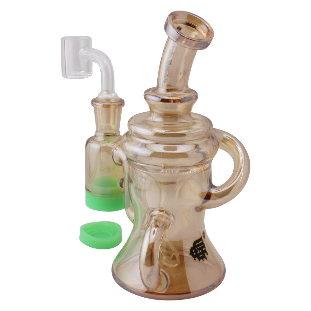 Crystan Glass Halo Recycler Water Pipe-Gold
