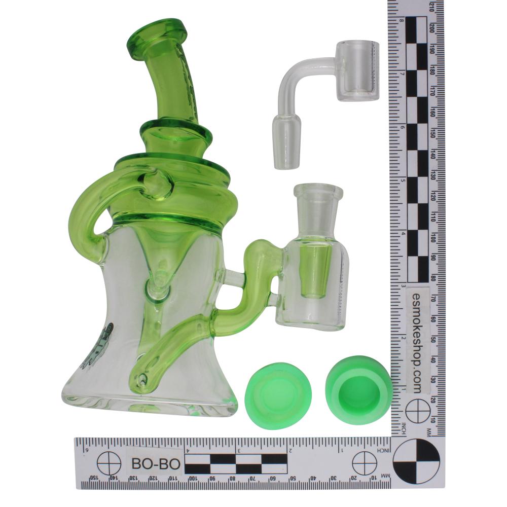 Crystan Glass Halo Recycler Water Pipe-Light Green