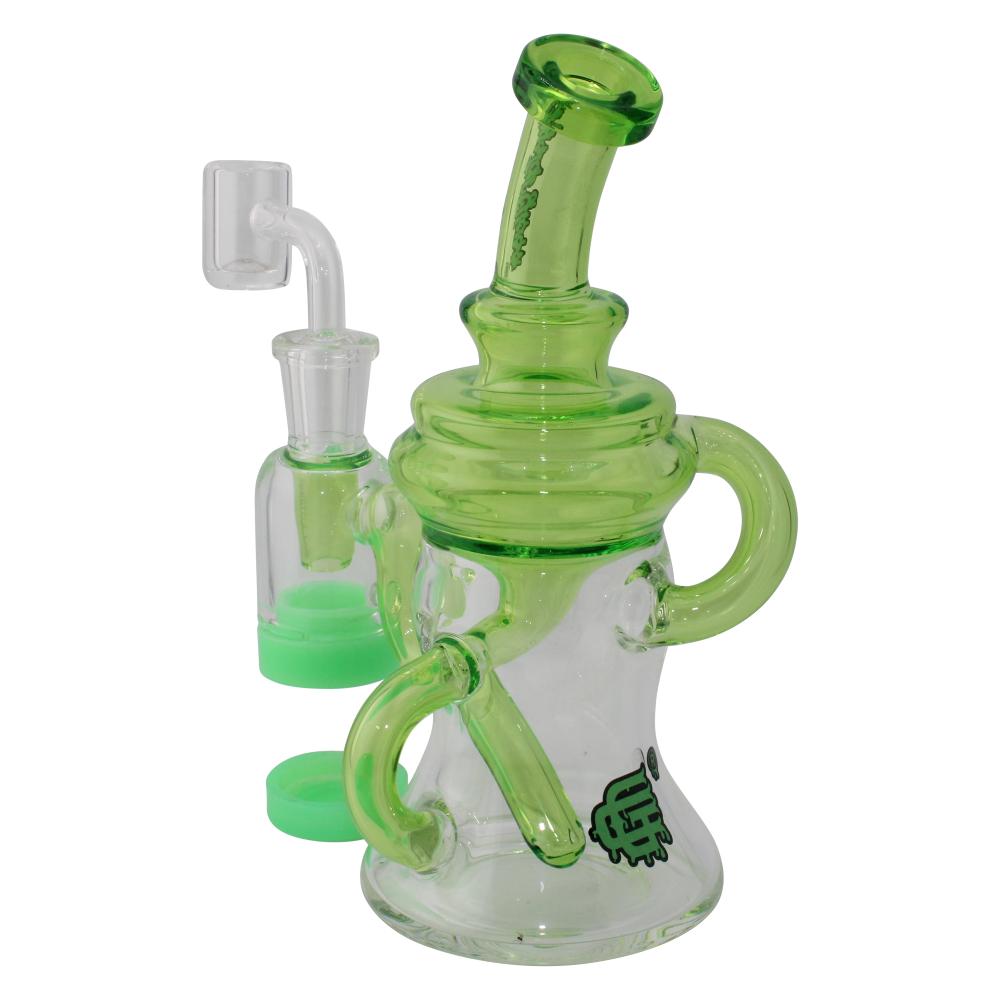 Crystan Glass Halo Recycler Water Pipe-Light Green