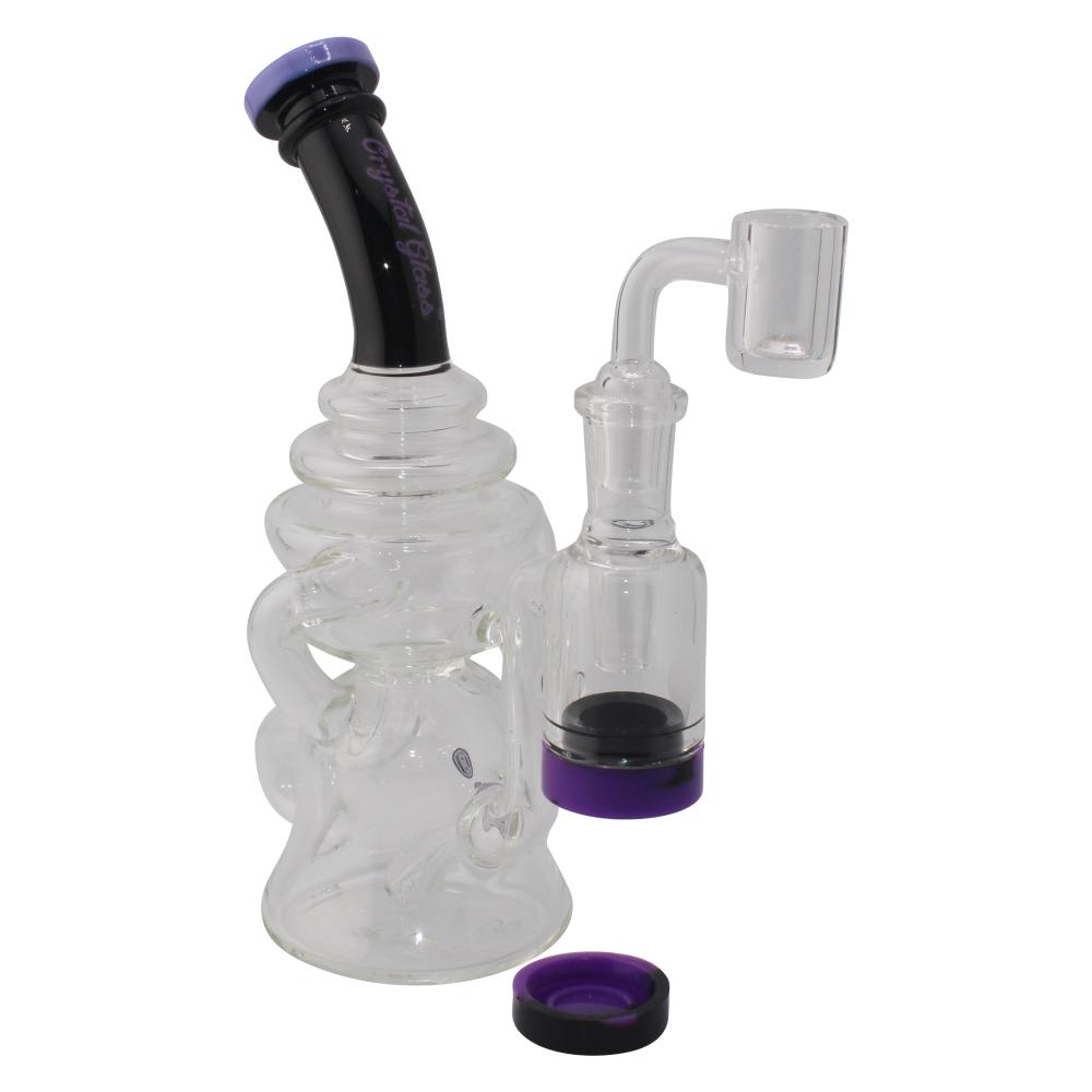 Crystan Glass Halo Recycler Water Pipe-Midnight Purple