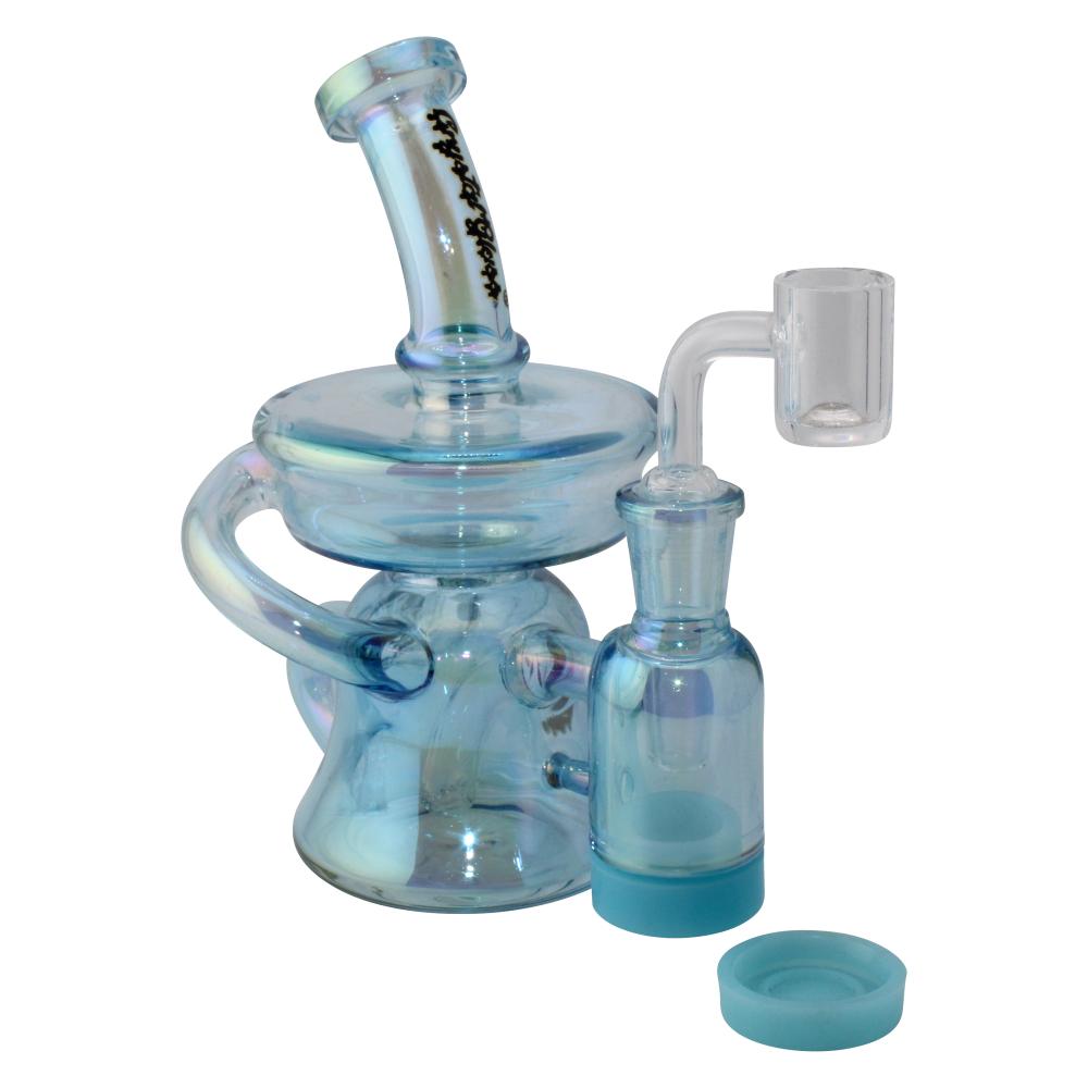 Crystan Glass Iridescent Recycler Water Pipe