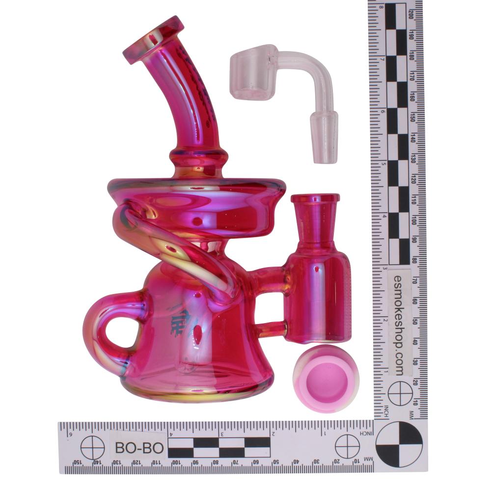 Crystan Glass Iridescent Recycler Water Pipe-Pink