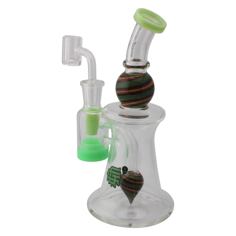 Crystan Glass Orbit Recycler Water Pipe-Green