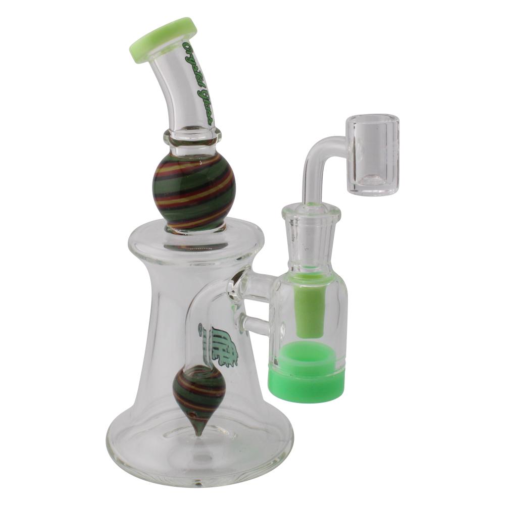 Crystan Glass Orbit Recycler Water Pipe-Green