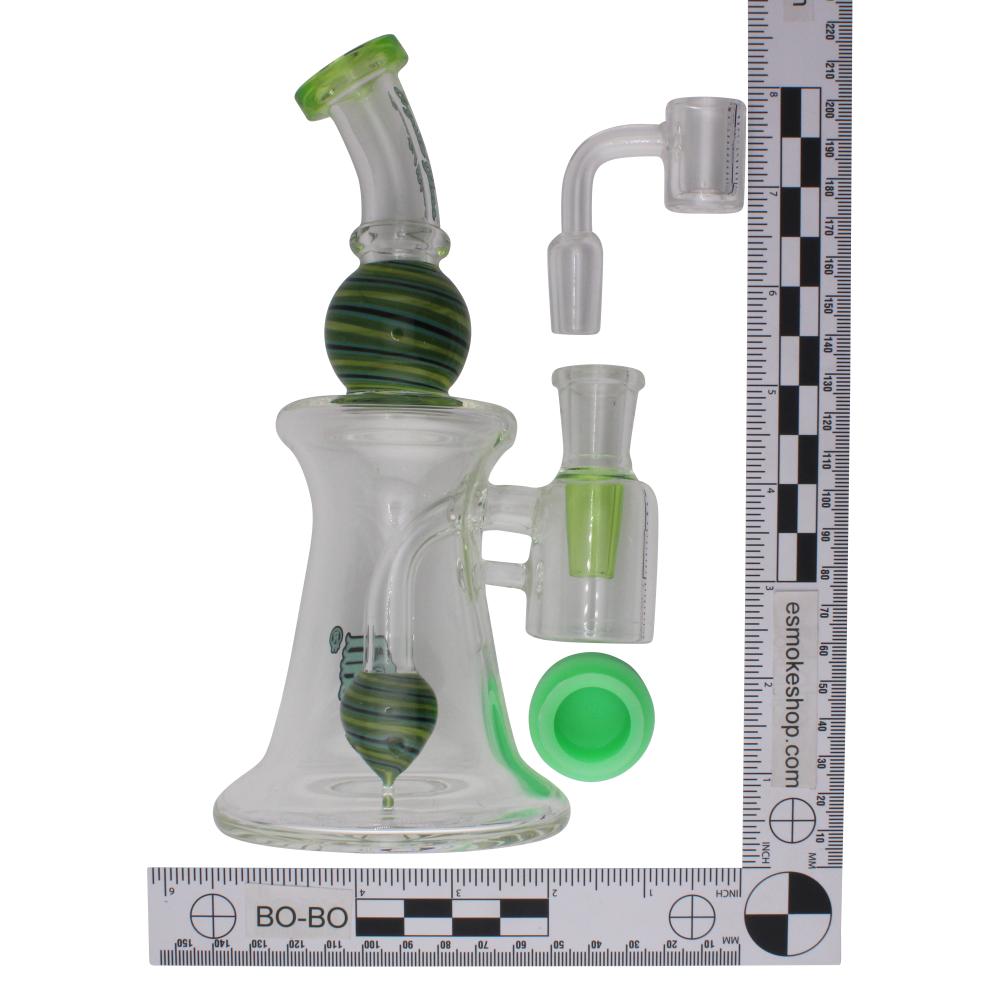 Crystan Glass Orbit Recycler Water Pipe-Light Green