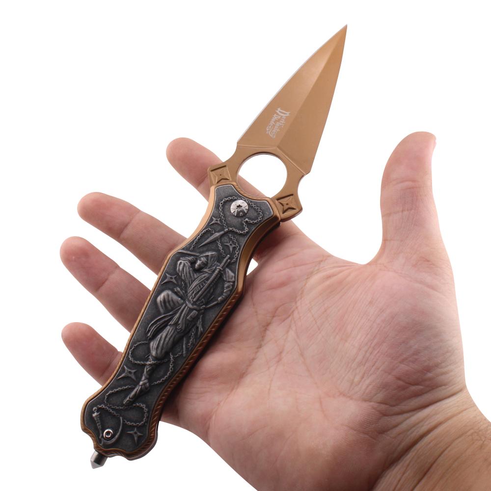Dark Fantasy Blades Folding Metal Pocket Knife-Bronze