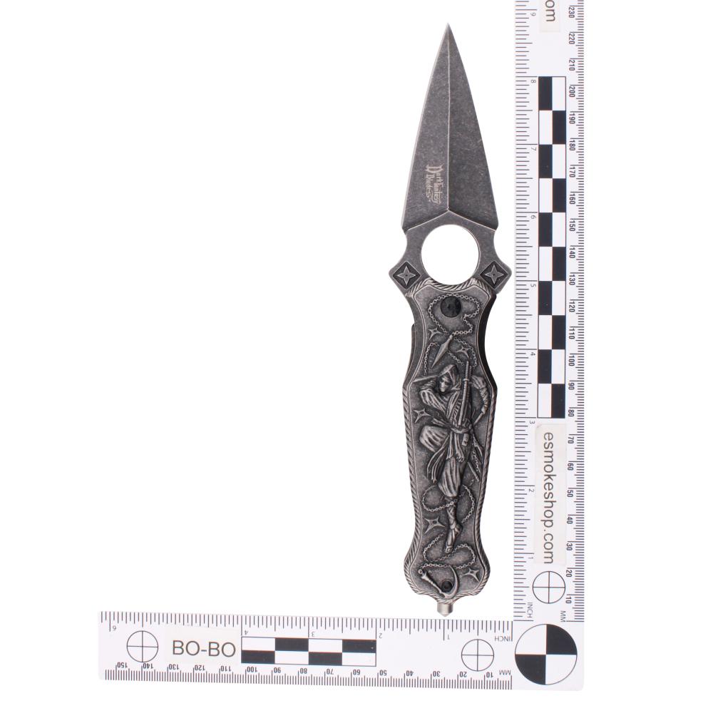 Dark Fantasy Blades Folding Metal Pocket Knife-Silver