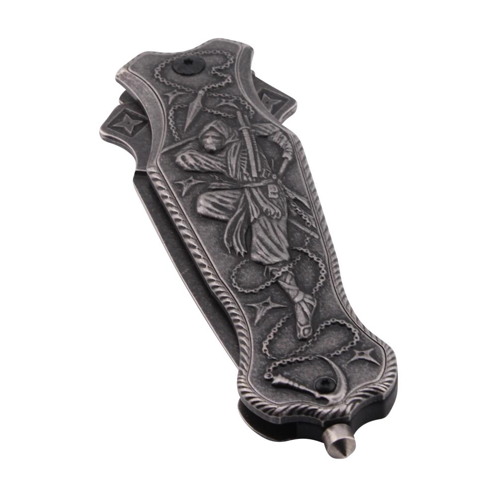 Dark Fantasy Blades Folding Metal Pocket Knife-Silver