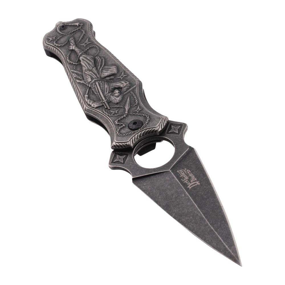 Dark Fantasy Blades Folding Metal Pocket Knife-Silver