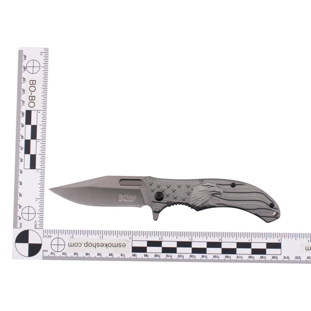Dark Fantasy Blades USA Eagle Design Folding Metal Pocket Knife-Gray