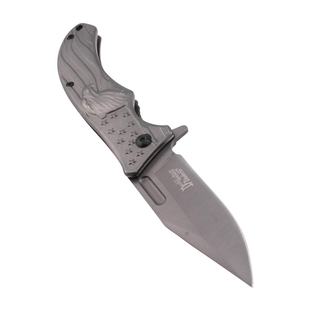 Dark Fantasy Blades USA Eagle Design Folding Metal Pocket Knife-Gray