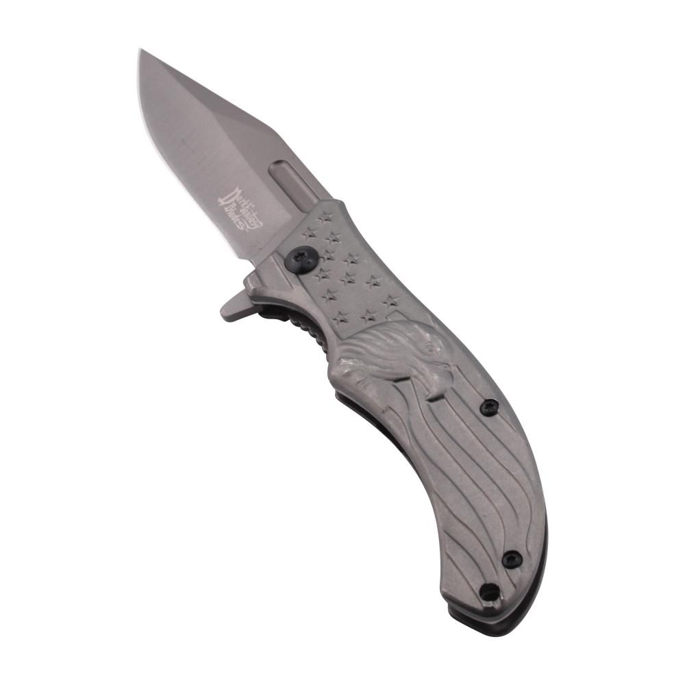 Dark Fantasy Blades USA Eagle Design Folding Metal Pocket Knife-Gray