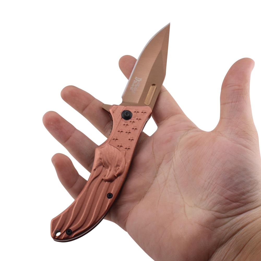 Dark Fantasy Blades USA Eagle Design Folding Metal Pocket Knife-Rose Gold