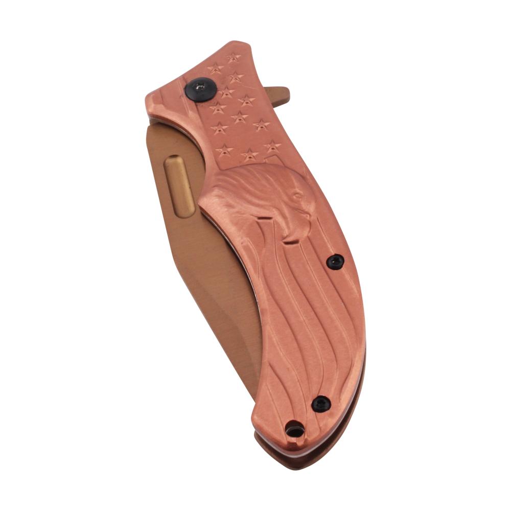 Dark Fantasy Blades USA Eagle Design Folding Metal Pocket Knife-Rose Gold