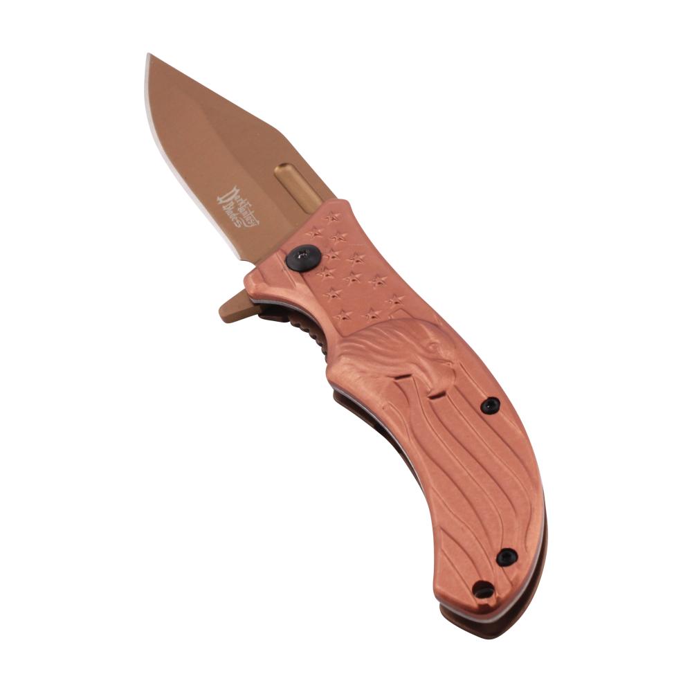 Dark Fantasy Blades USA Eagle Design Folding Metal Pocket Knife-Rose Gold