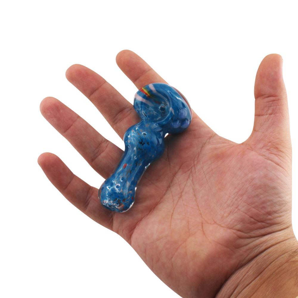 Dark Rainbow Glass Hand Pipe-Blue