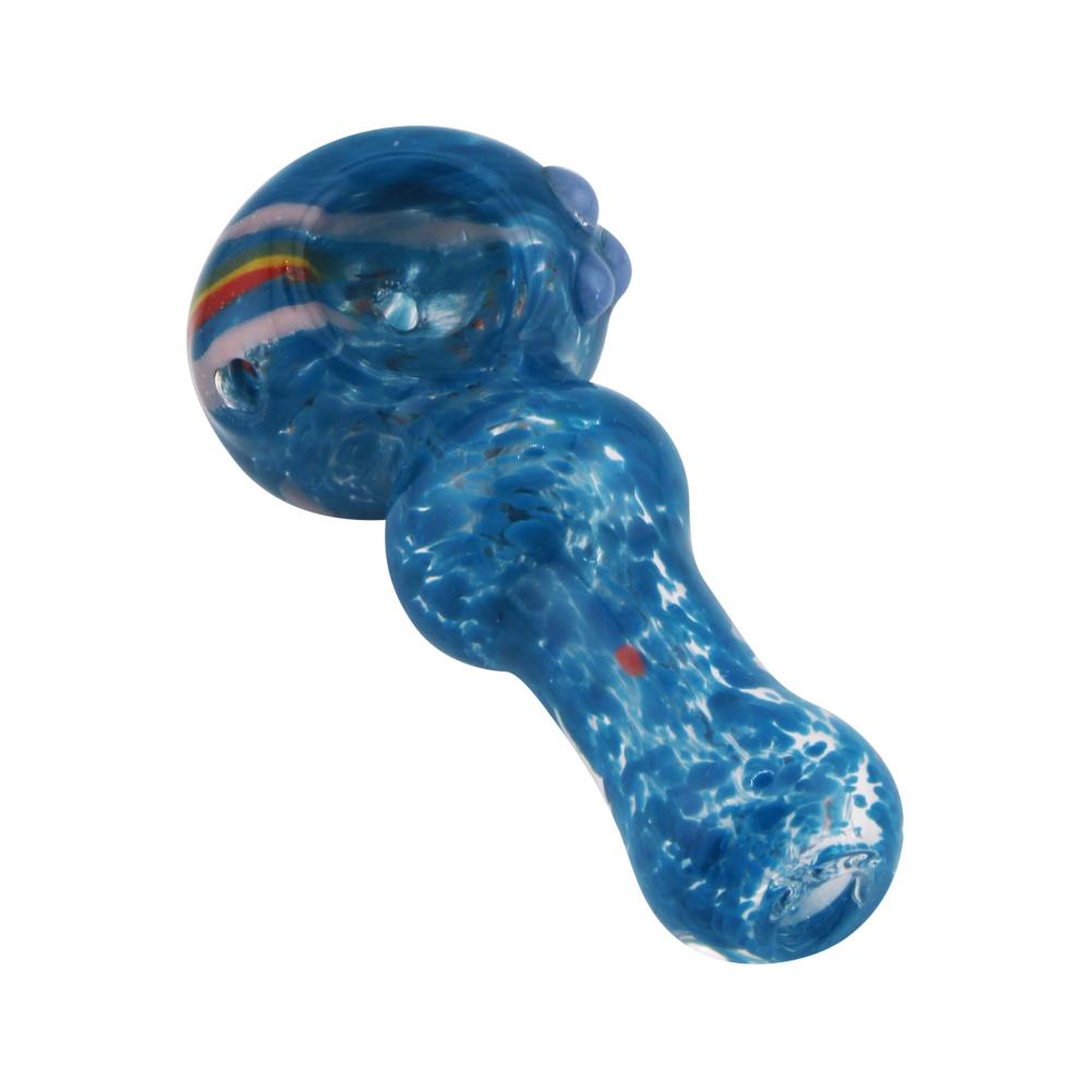 Dark Rainbow Glass Hand Pipe-Blue