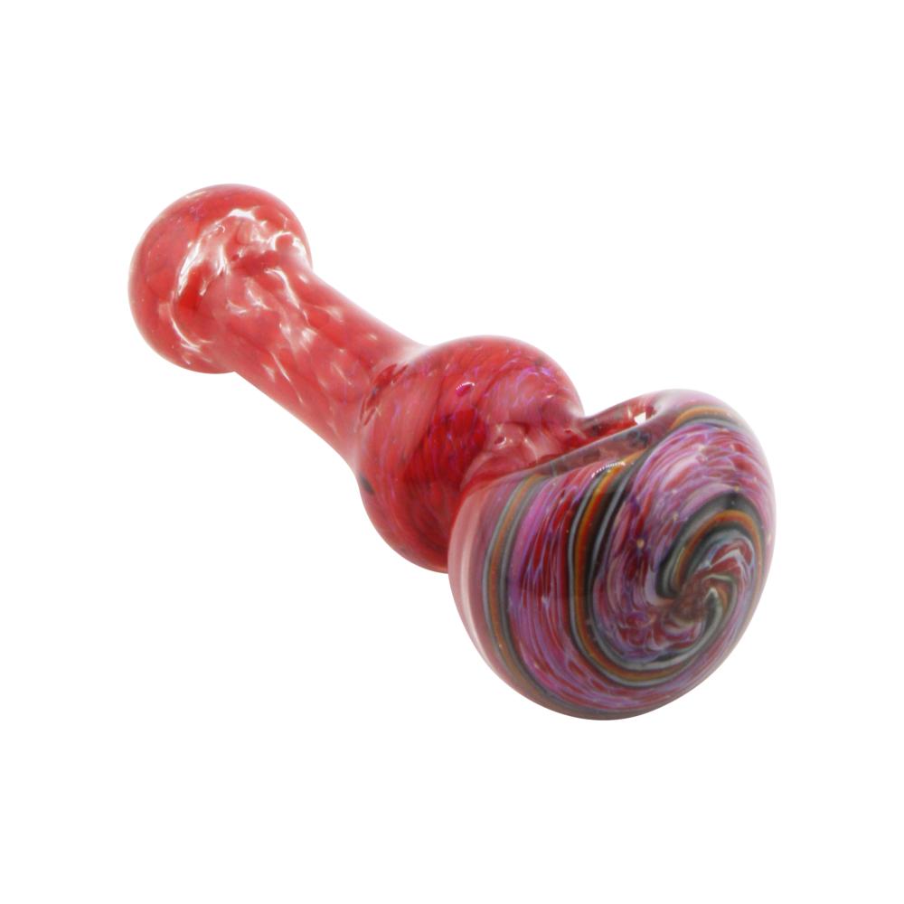 Dark Rainbow Glass Hand Pipe-Crimson Red