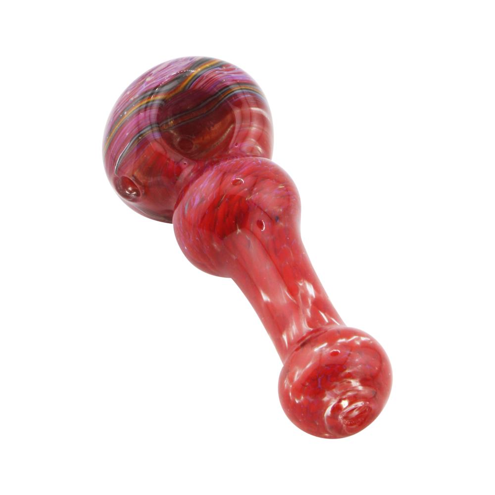 Dark Rainbow Glass Hand Pipe-Crimson Red