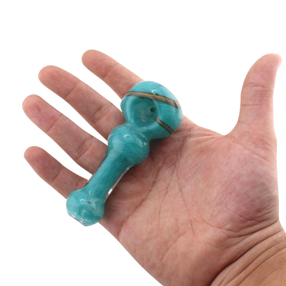 Dark Rainbow Glass Hand Pipe-Tiffany Blue