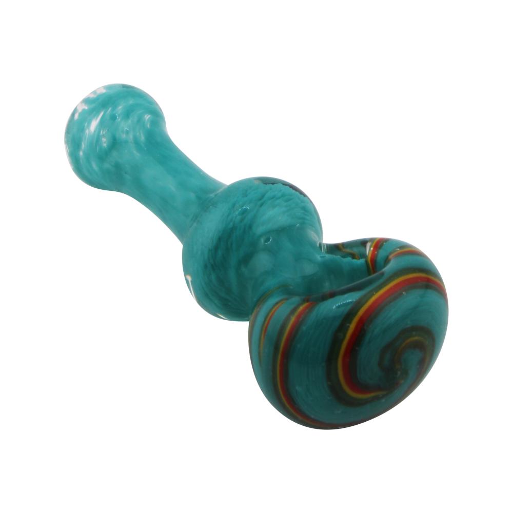 Dark Rainbow Glass Hand Pipe-Tiffany Blue