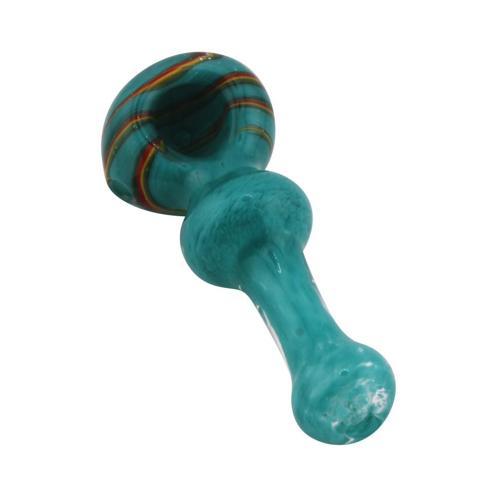 Dark Rainbow Glass Hand Pipe-Tiffany Blue